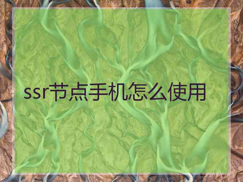 ssr节点手机怎么使用