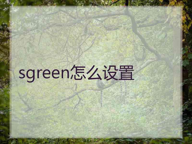 sgreen怎么设置