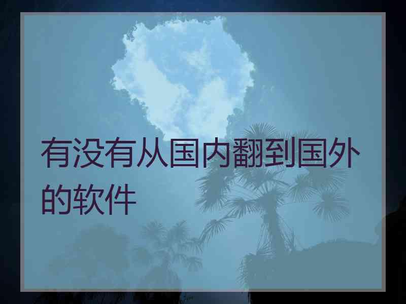 有没有从国内翻到国外的软件