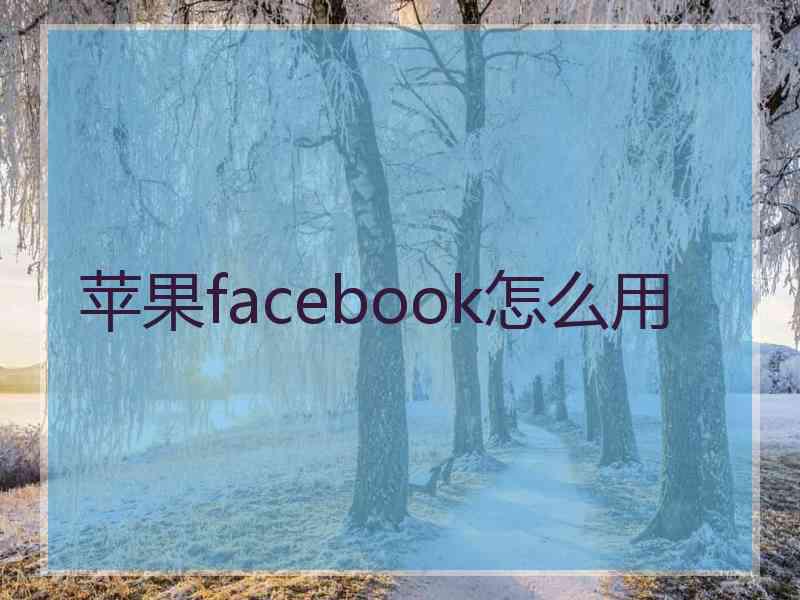 苹果facebook怎么用