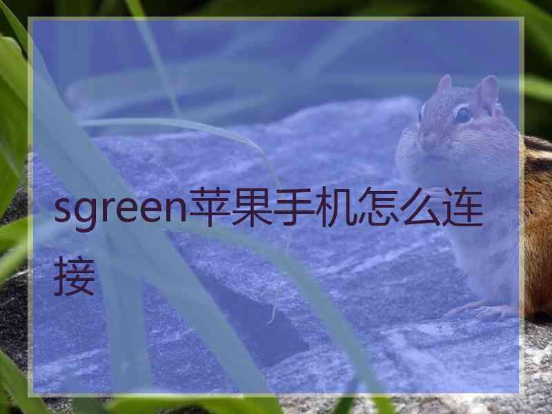 sgreen苹果手机怎么连接